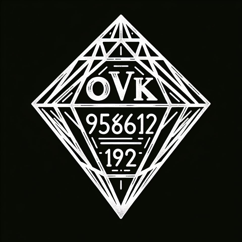 Diamond text and the word is OVK and underneath is 9586192 text effect image