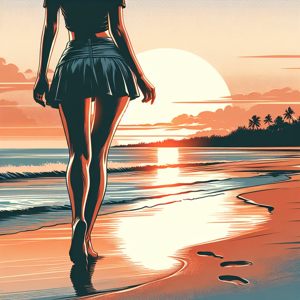 chica modelo en minifalda en la playaillustration text effect image