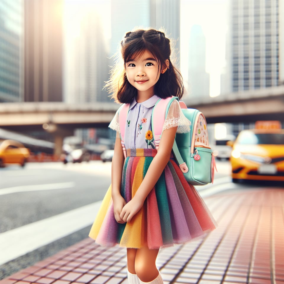 young asian girl wearing short skirt text effect image