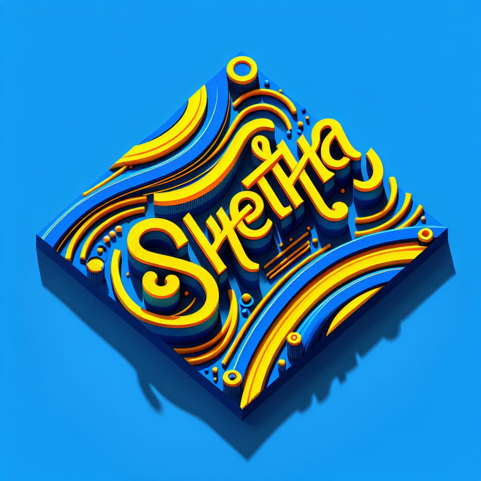 Text Shwetha 3d text and shwetha in yellow text with blue strokeillustration text effect image