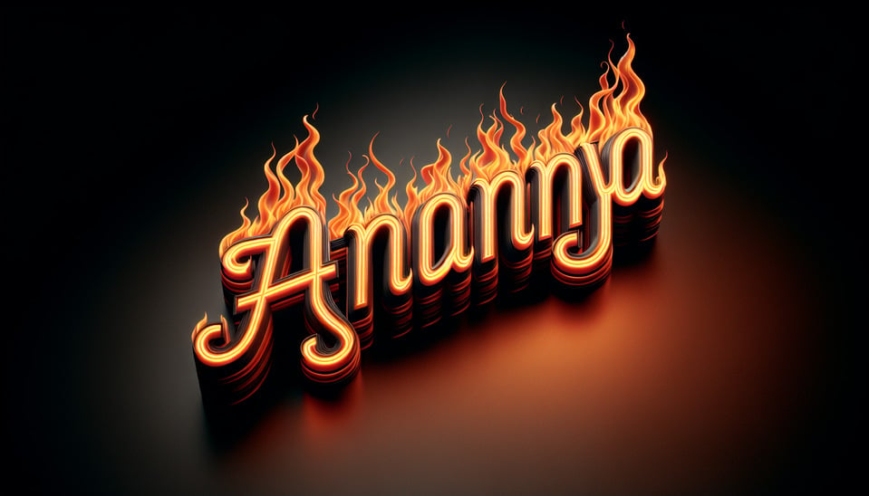 Text Ananya fire  3d text and no backgroundcinematic3d render text effect image