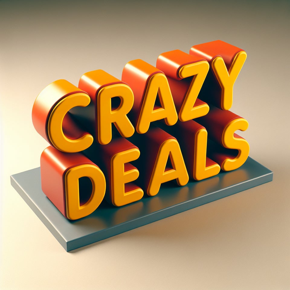 crazy deals text in 3d placed in a floor text effect image