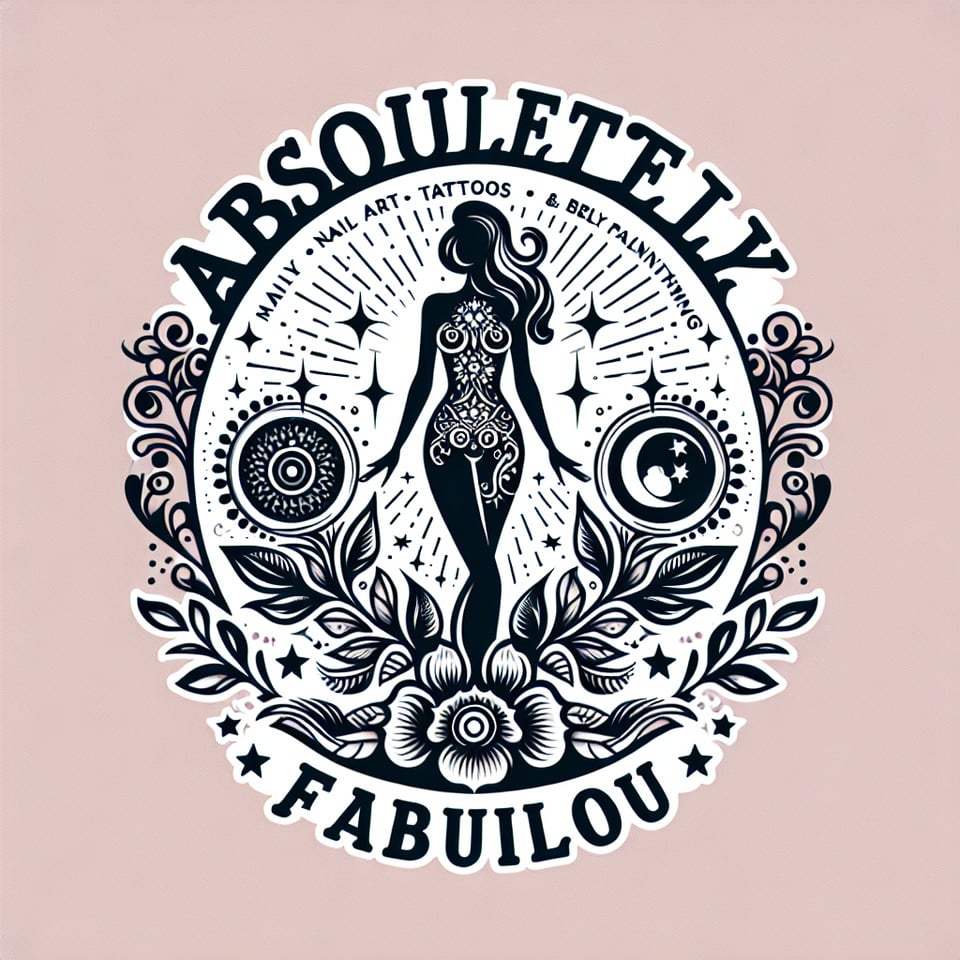 Généré un logo en français pour mon entreprise de services beauté onglerie,tatoo et belly Painting appelé absolument fabuleuses  text effect image