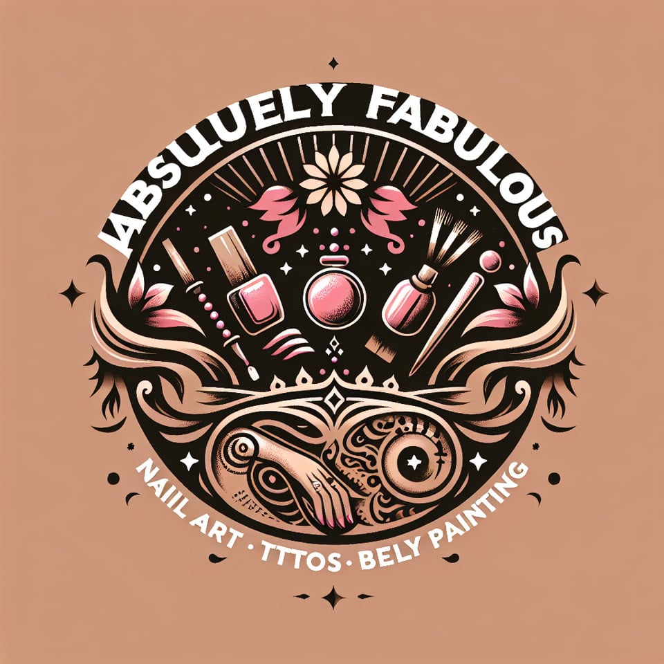 Généré un logo en français pour mon entreprise de services beauté onglerie,tatoo et belly Painting appelé absolument fabuleuses traduit en français text effect image