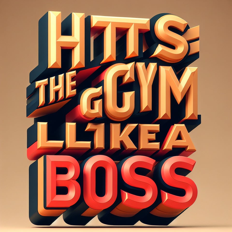 Hits the gym like a boss.typography3d renderillustration text effect image