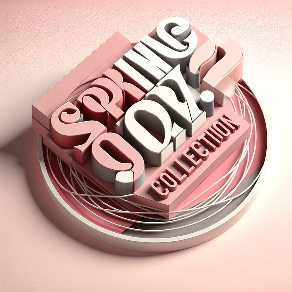 i want banner for Mention the Spring 2024 Collection and Pink and White backgroundposterphoto3d render text effect image