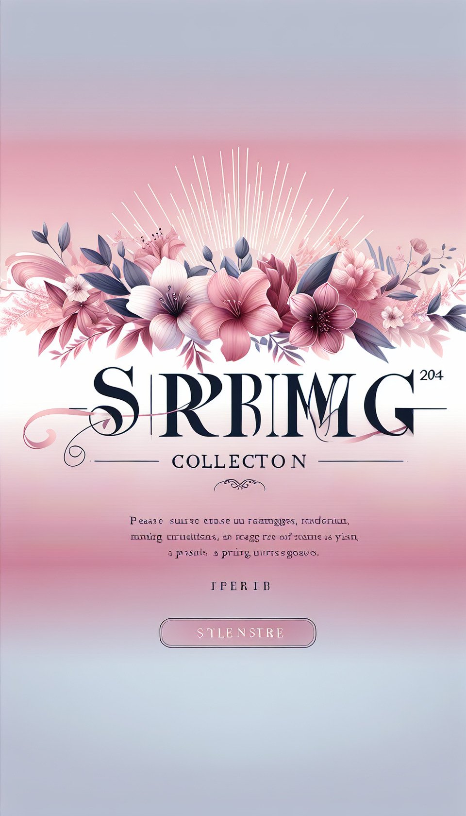 i want banner for Mention the Spring 2024 Collection and Pink and white  backgroundposterphoto text effect image