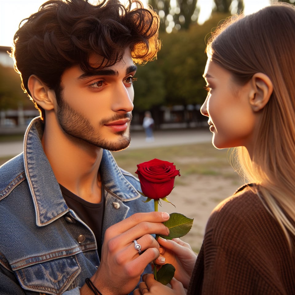A twenty year boy prapose own girlfriend by rose text effect image