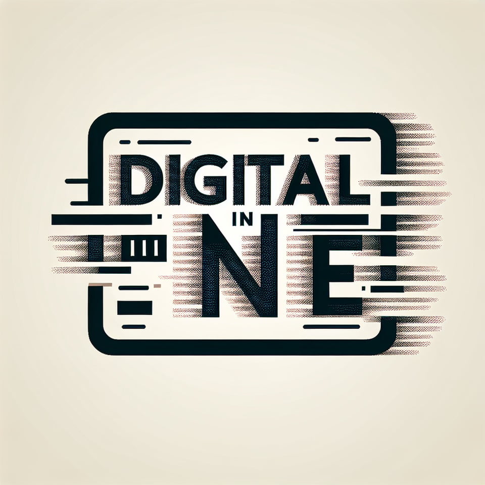 Generate a text DIGITAL IN ONE with dashed line stroke element passes from the text text effect image