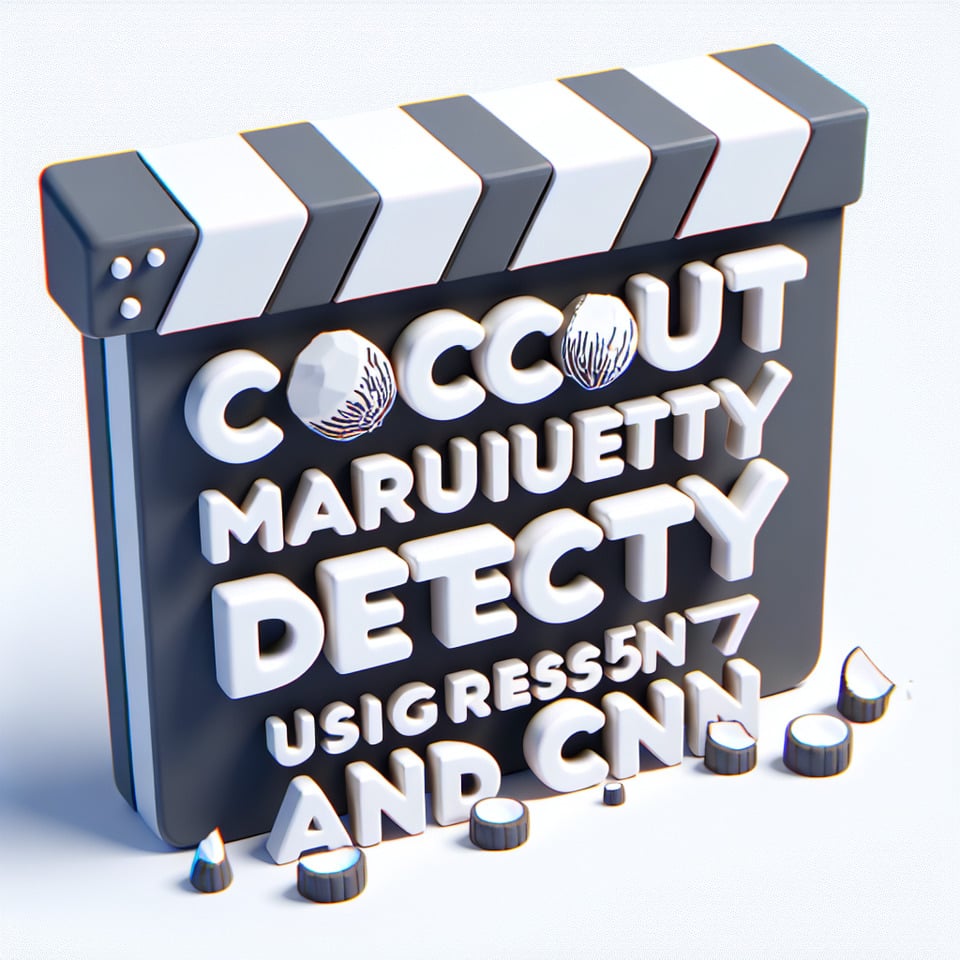 text COCONUT MATURITYDETECTION USING  RESNET 50 AND CNN cartoon text effect on white background3d renderillustrationcinematicphoto text effect image