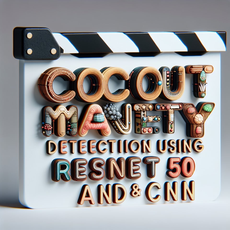 text COCONUT MATURITY DETECTION USING  RESNET 50 AND CNN cartoon text effect on white backgroundcinematicphoto text effect image