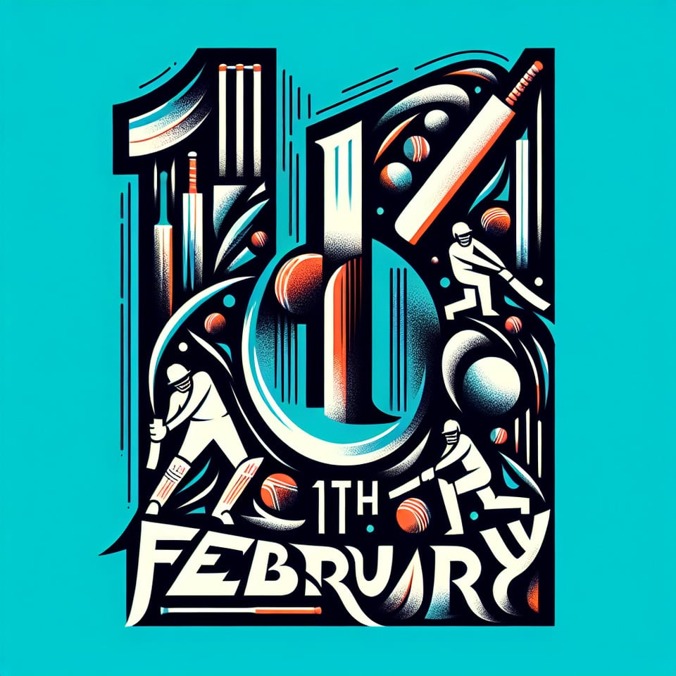 i want to create an typography 11th February for my post of cricket turnament  text effect image