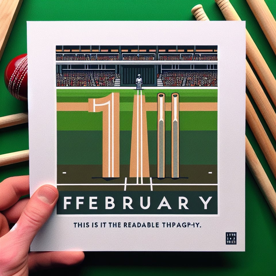 i want to create an typography it should be simple and readable 11th February for my post of cricket text effect image