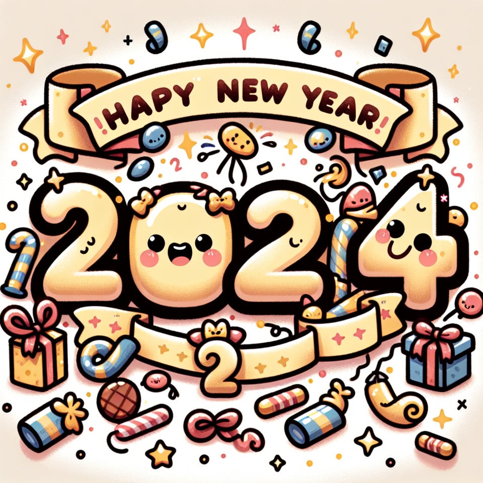 文字「2024新年快樂」 可愛卡通版 text effect image