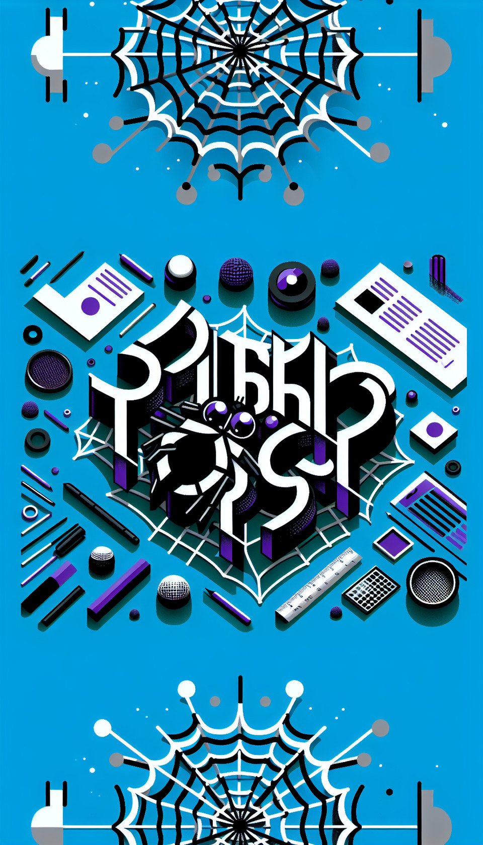 Text Purplfrog spider web style in flat vector2Dblack and whiteillustrationtypography text effect image