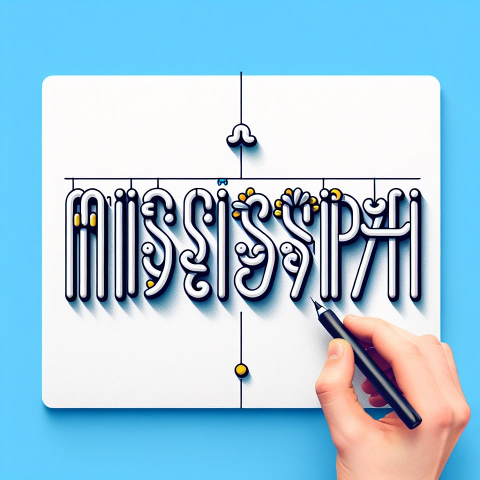 Mississippi playful font in solid white backgroundtypography text effect image