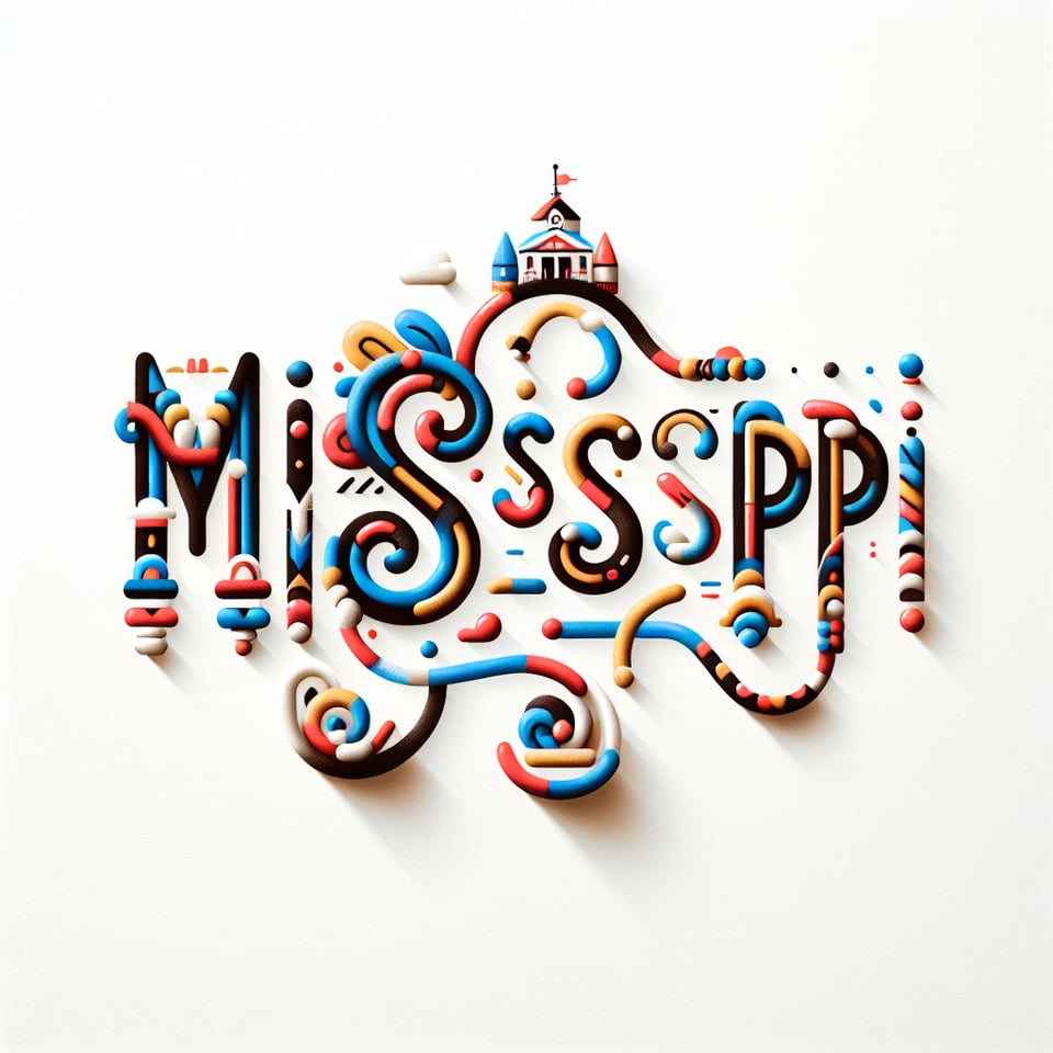 Mississippiplayful font in a solid white backgroundtypography text effect image