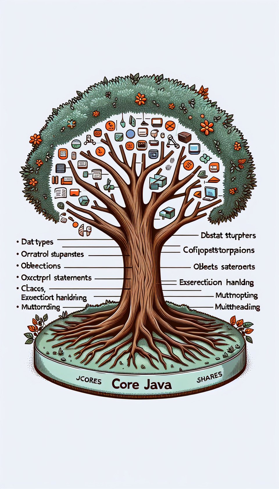 Core Java is the basic and fundamental part of the Java programming language. It covers the essential concepts and features of Javasuch as data typesoperatorscontrol statementsclassesobjectsinheritancepolymorphismexception handlingcollectionsmultithreadingand more. Core Java is the foundation for developing desktop or window-based applications using Java SE (Standard Edition). text effect image