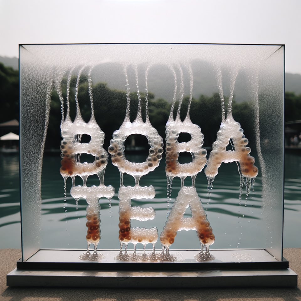 boba tea written by water text effect image