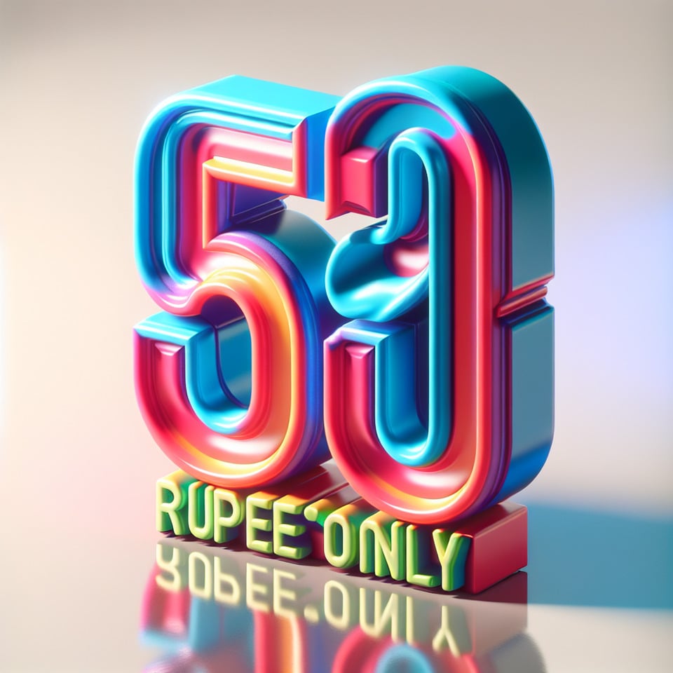 59 rupees only 3d text text effect image