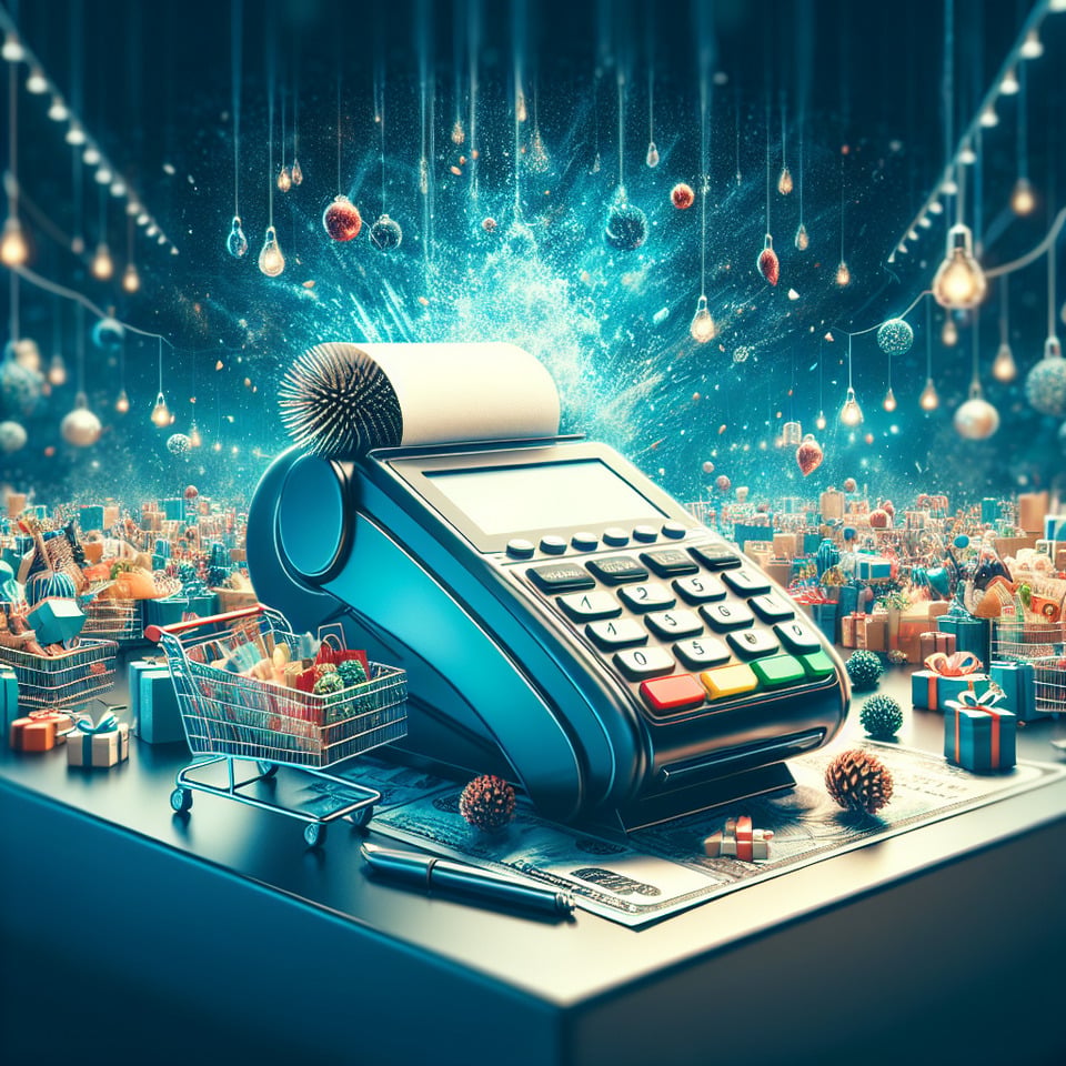discount festival + POS machine + shopping cart text effect image