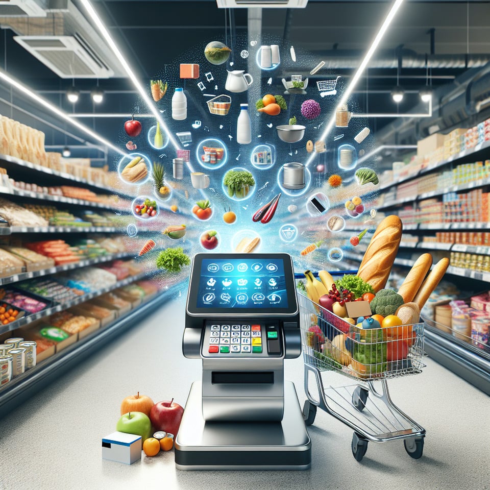 POS machine + shopping cart text effect image
