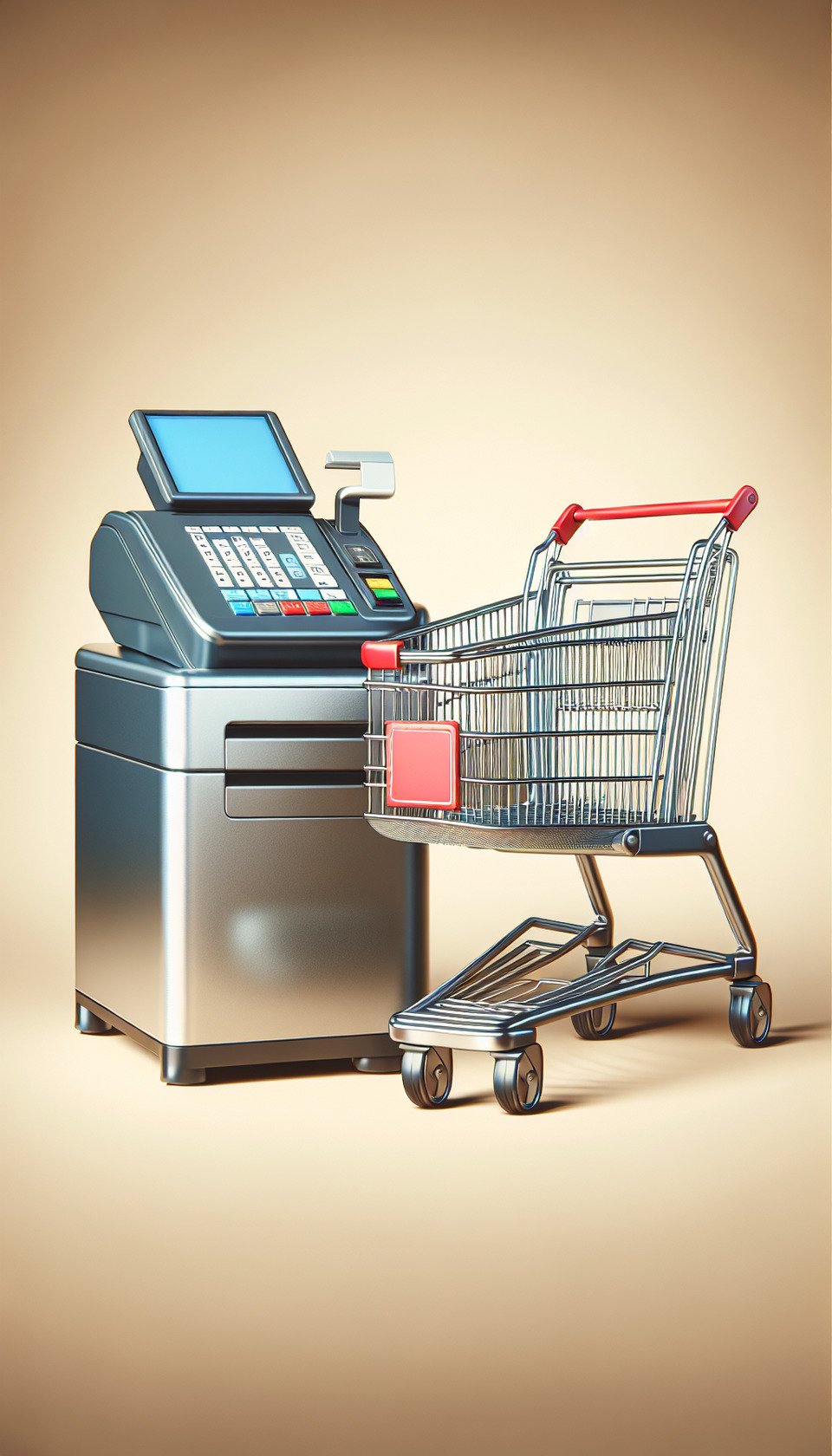 POS machine + shopping cart text effect image