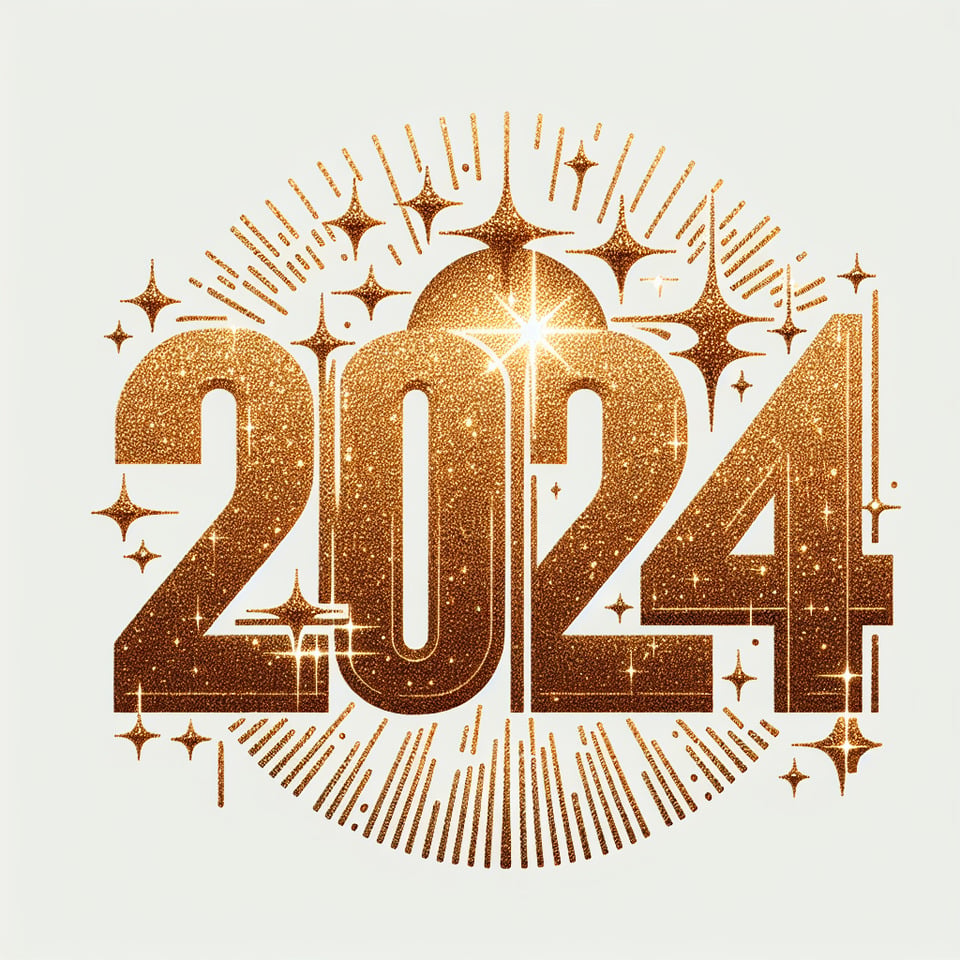 text 2024 glitter gold text effect on white backgroundcinematicfashion text effect image