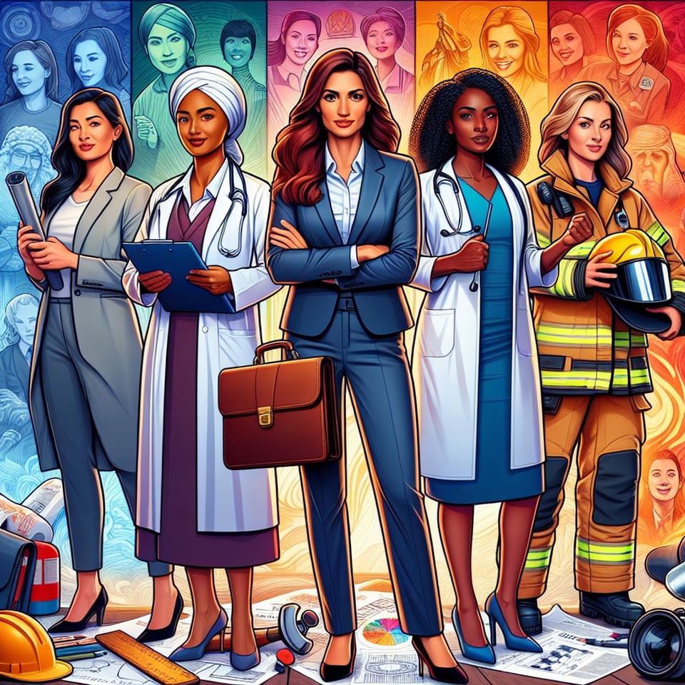 hub for empowerment of women with different filed profession poster text effect image