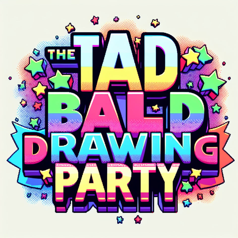 text THE BAD DRAWING PARTY cartoon text effect on white background text effect image