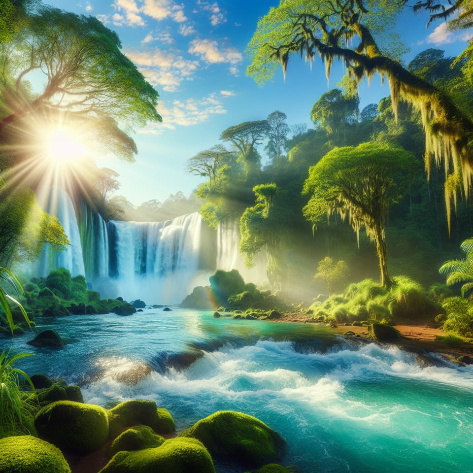 beautiful waterfall scenery background text effect image