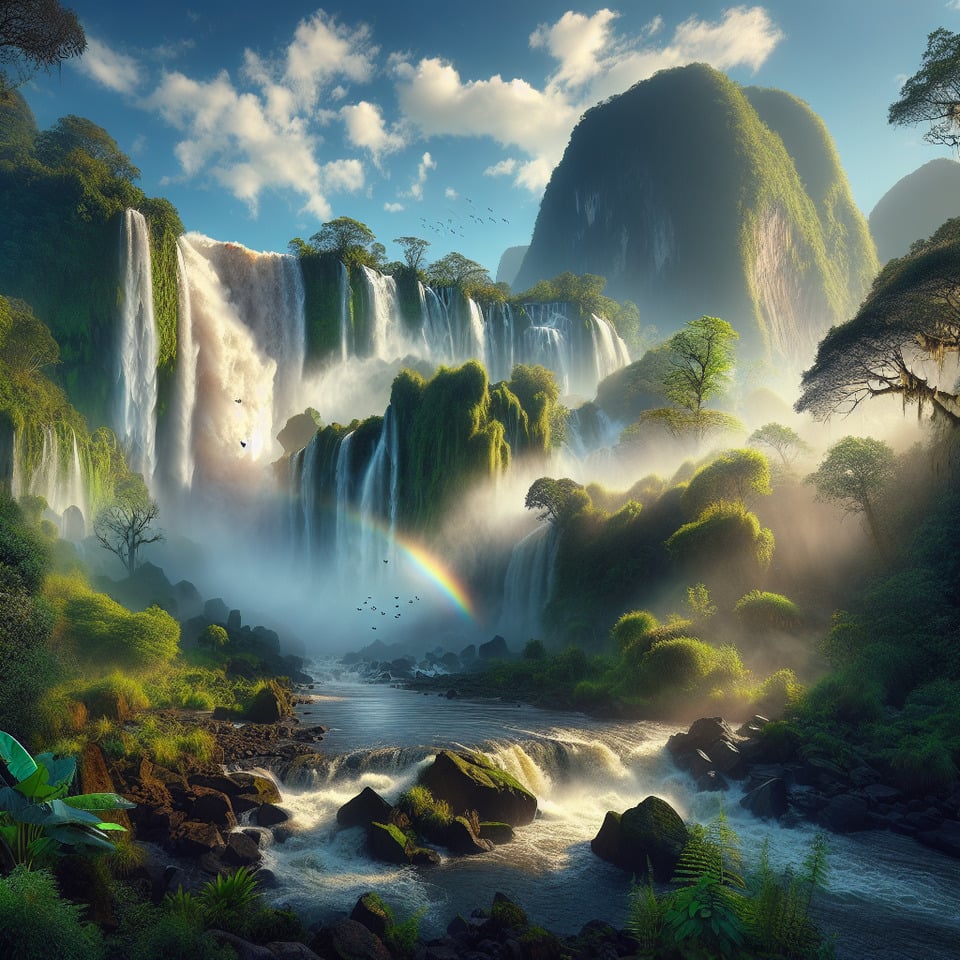 beautiful relaxing waterfall scenery background text effect image