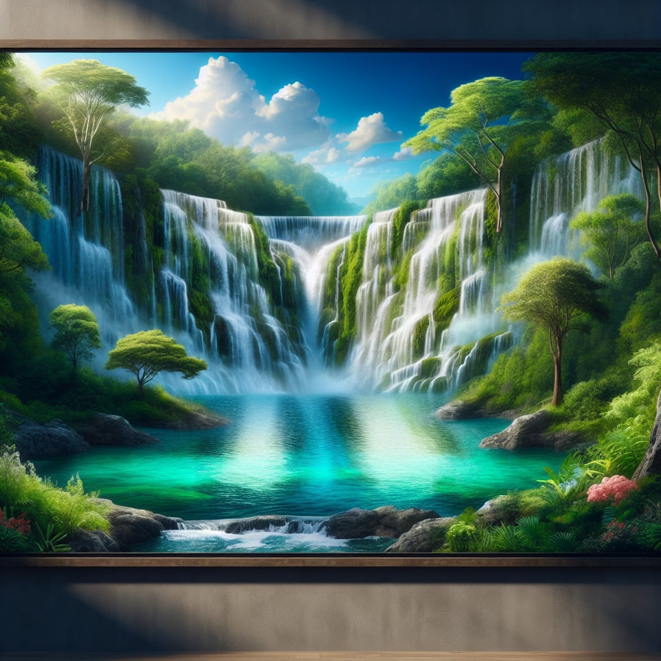 beautiful relaxing waterfall scenery background text effect image