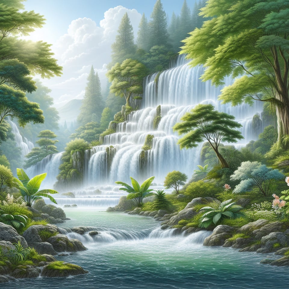 beautiful relaxing waterfall scenery background text effect image