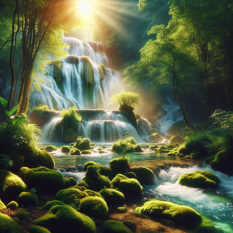 beautiful relaxing dreaming waterfall scenery background text effect image