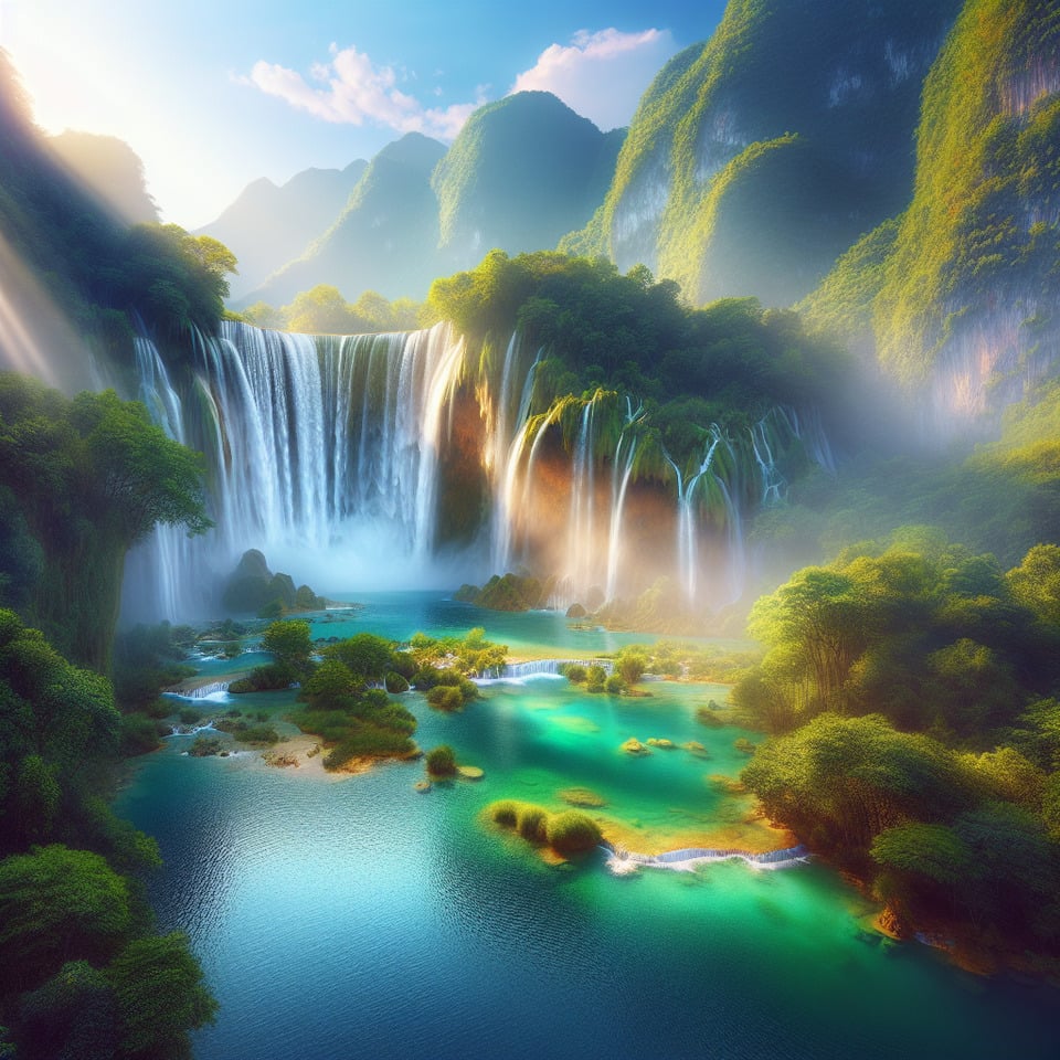 beautiful relaxing dreaming waterfall scenery background text effect image