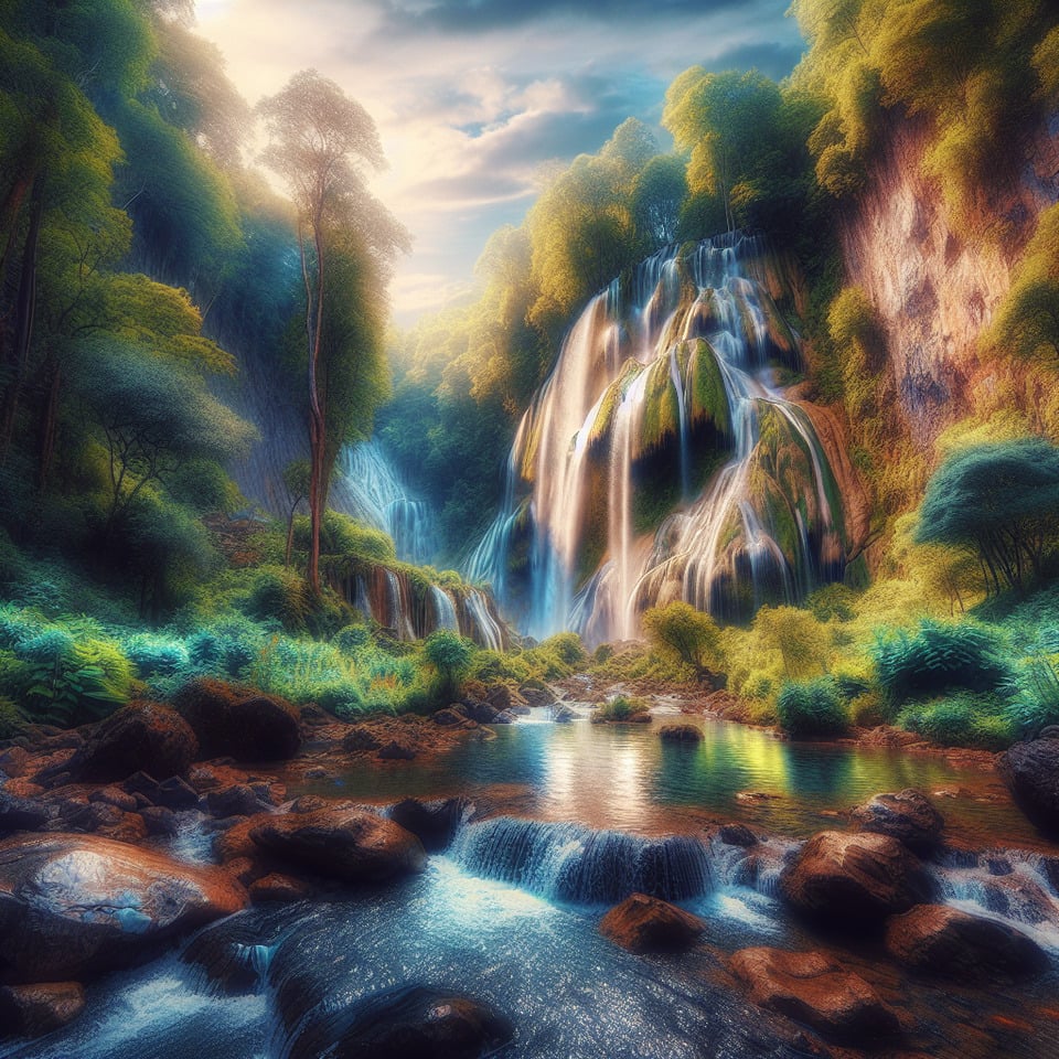 beautiful relaxing dreaming waterfall scenery background text effect image
