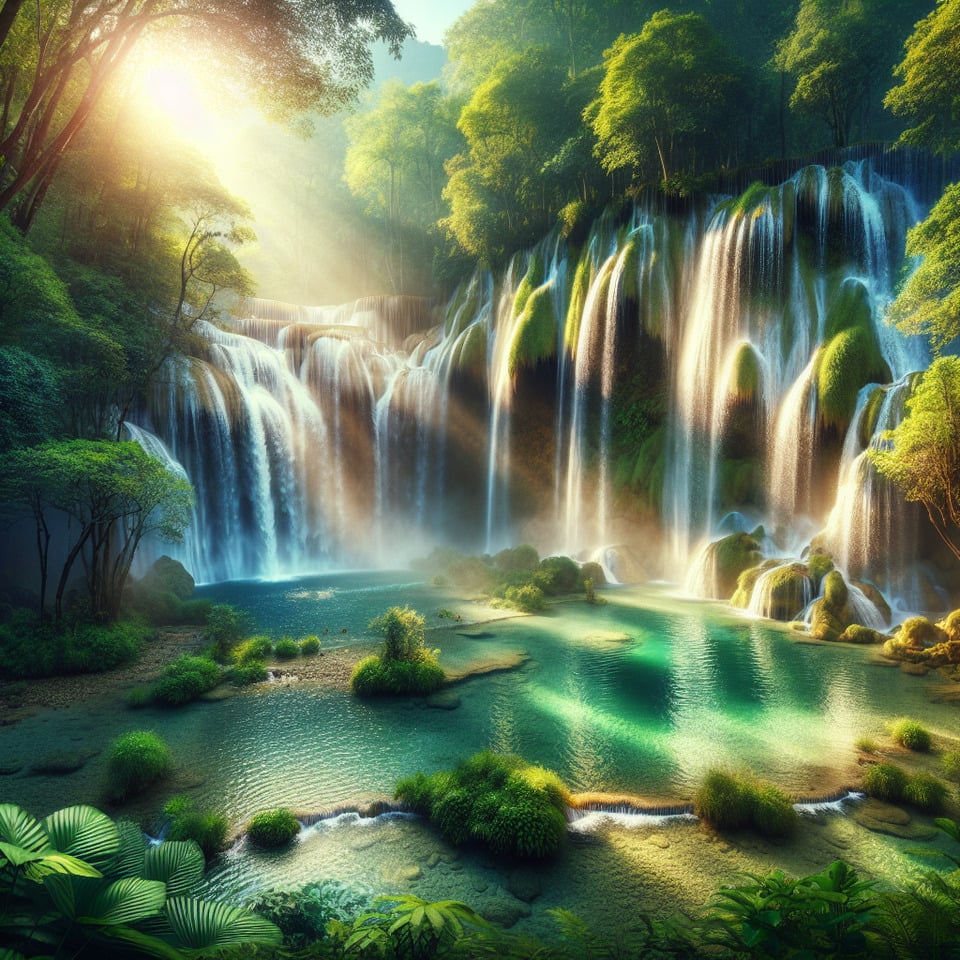 beautiful relaxing dreaming waterfall scenery background text effect image