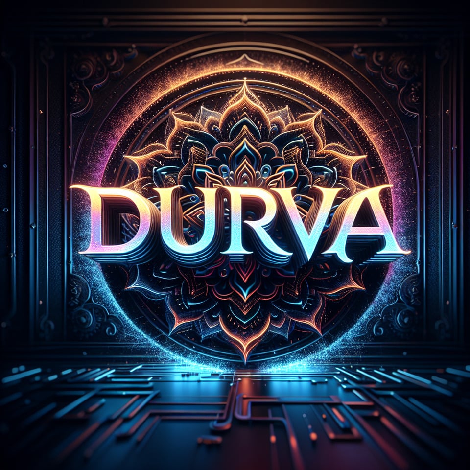 creat 'DURVA'name desing 3d rendercinematic text effect image