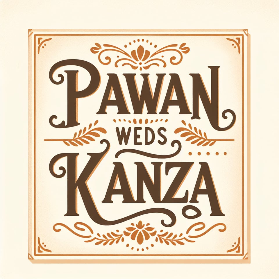 Illustration of wedding board stating Pawan weds Kanza text effect image