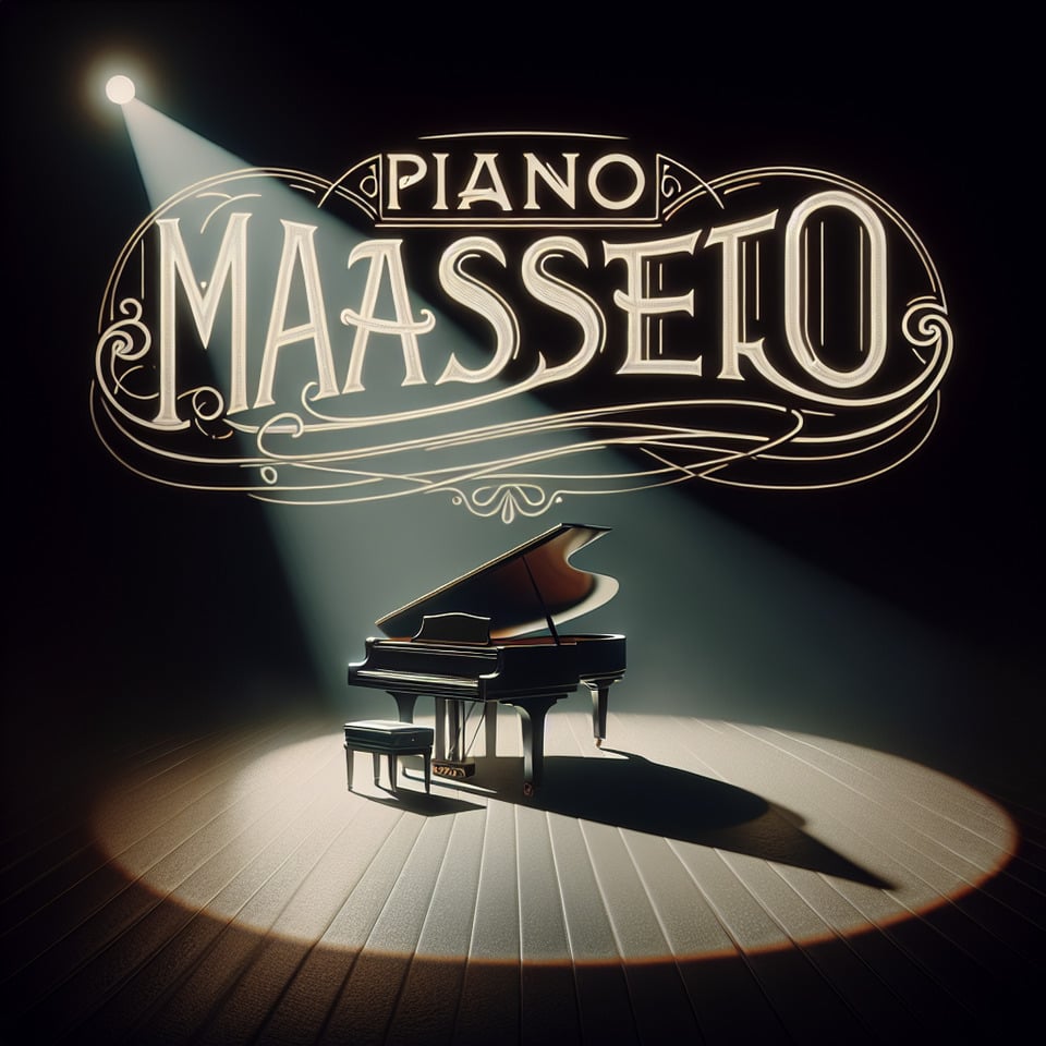 write Piano Maestro with catching style text effect image