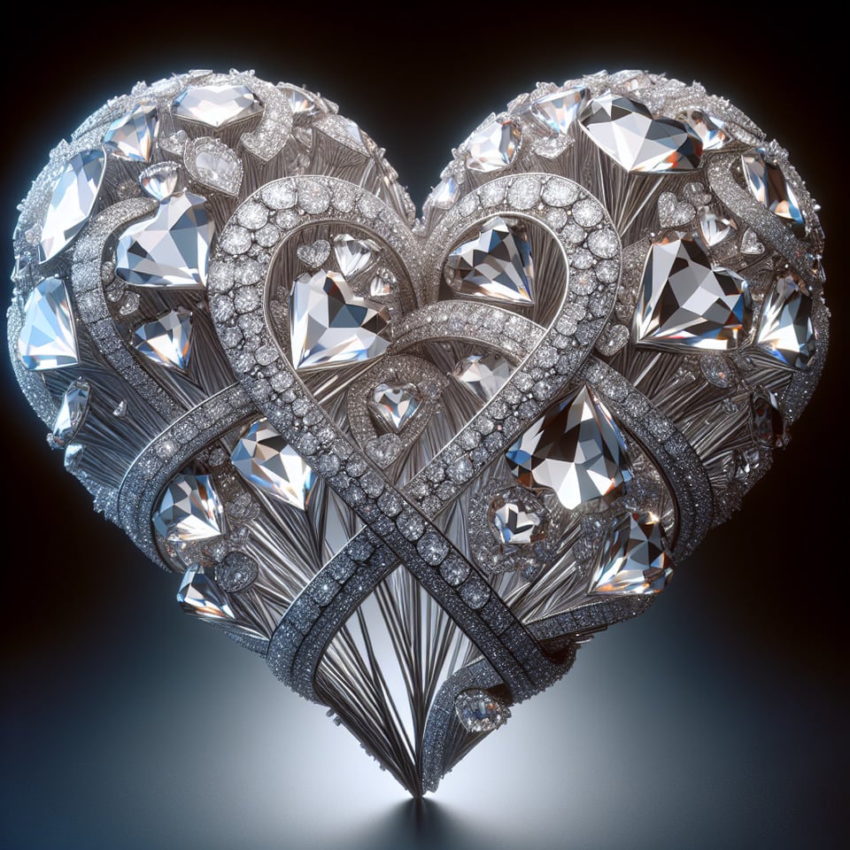 three-dimensional image of two interlocking heartsmade of diamondsgorgeous text effect image