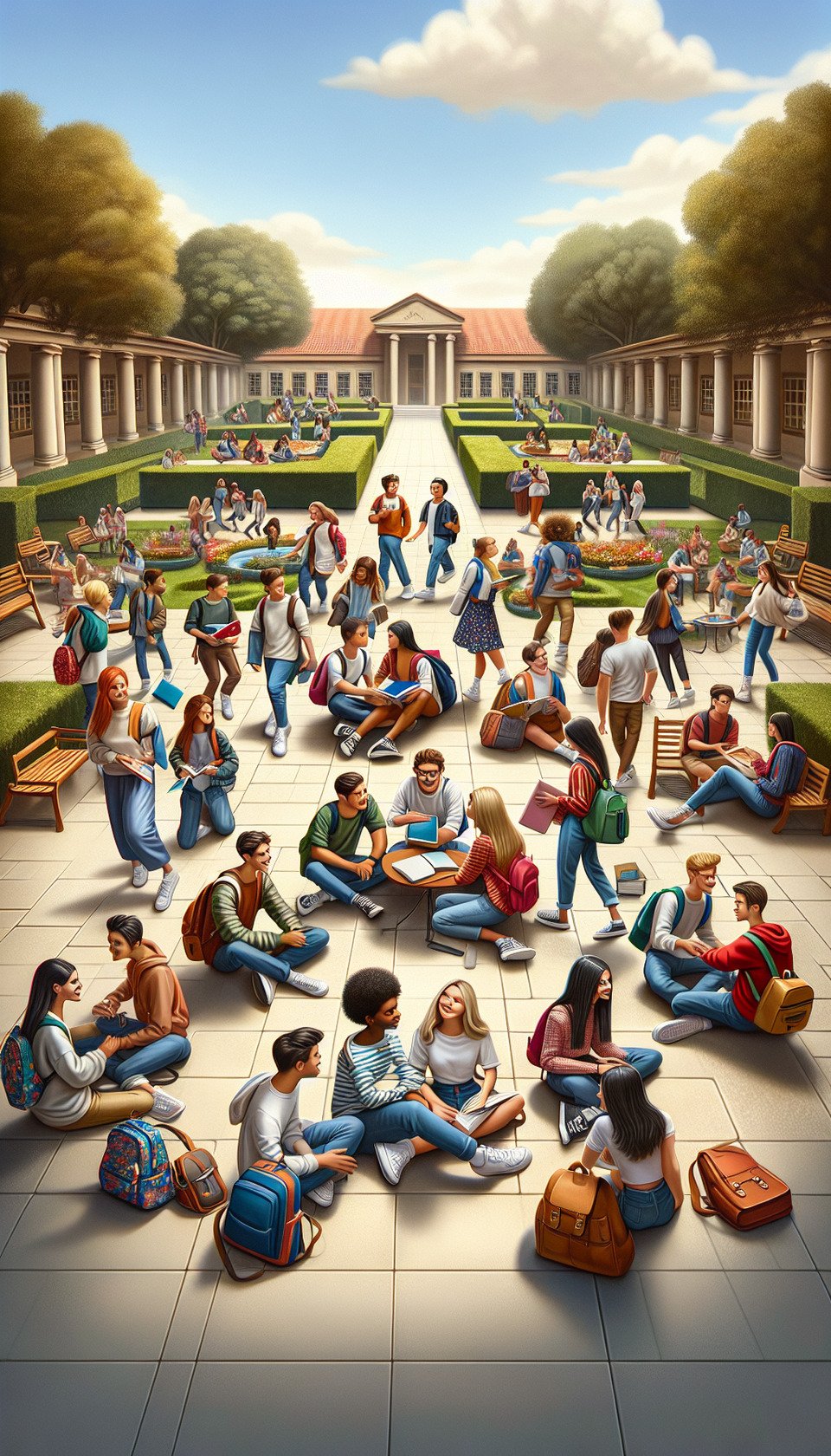 STUDENTS WITH BOOKS AND SCHOOL BAG text effect image