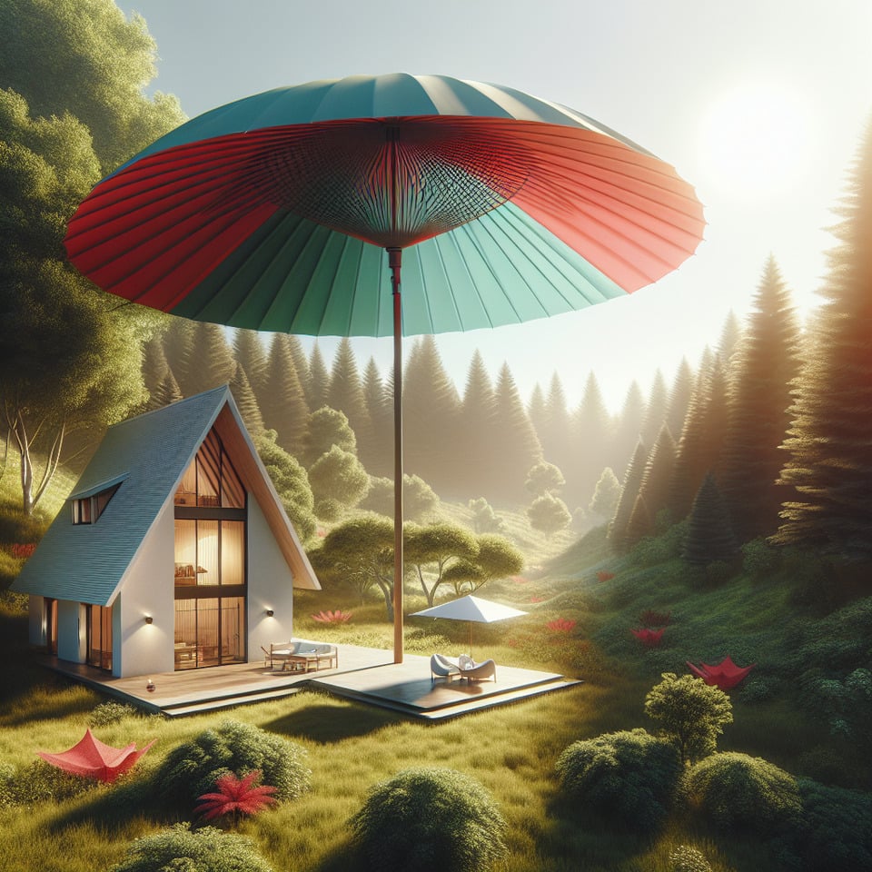 image of a house and a large umbrella text effect image
