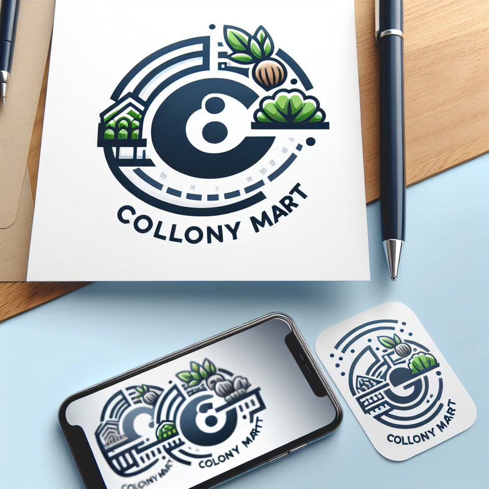 create a logo for colony mart app with c and m words text effect image