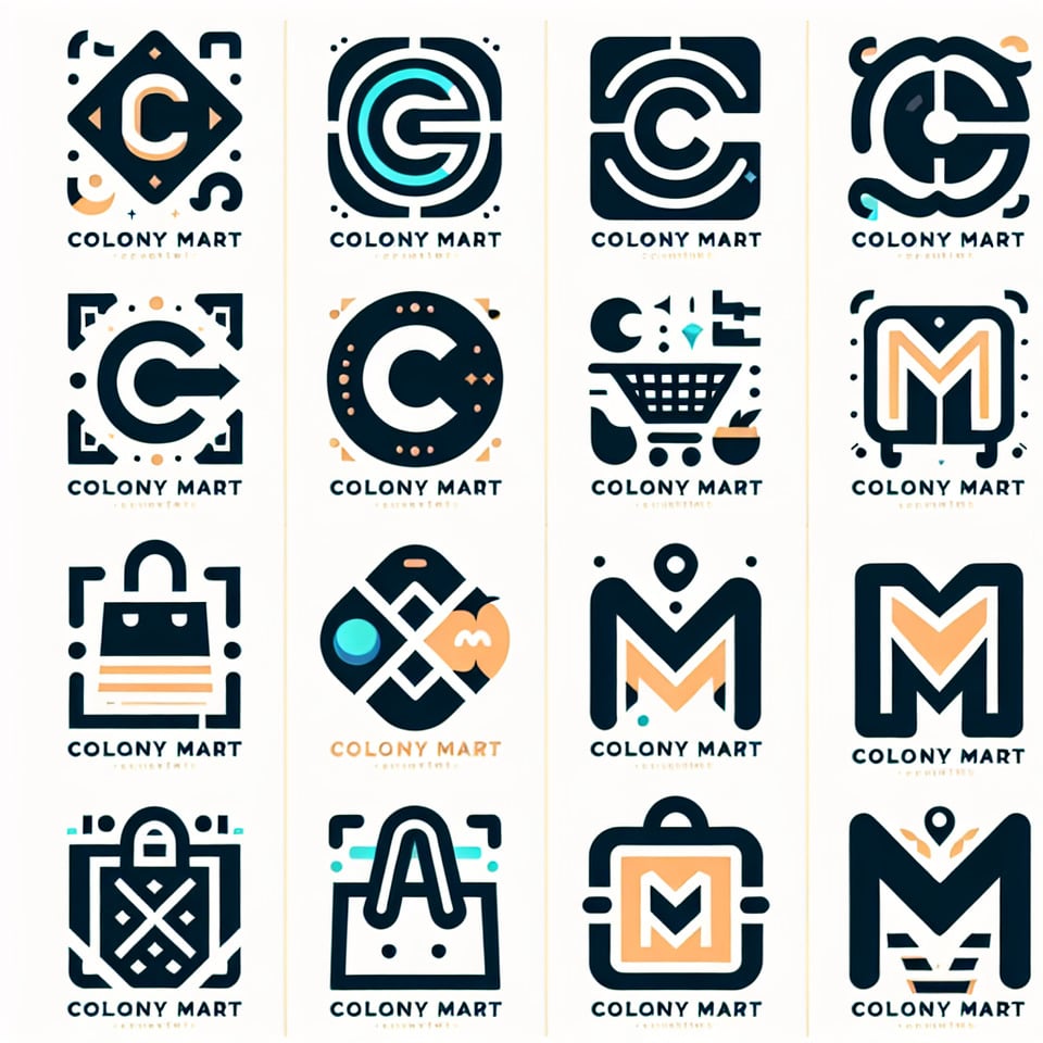 create some logos for colony mart app with c and m words text effect image