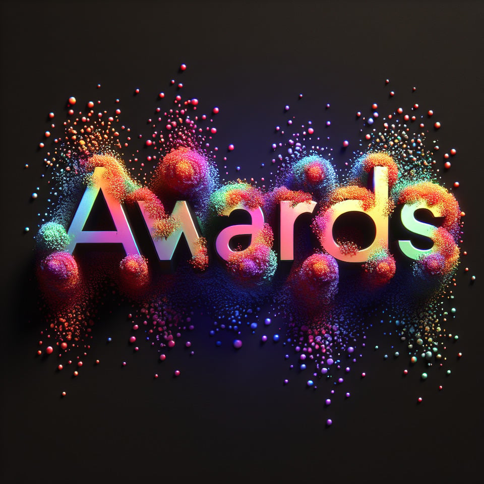 Name Awards written on the plain black backgroundsmall colorful touches of 3D paint text effect image