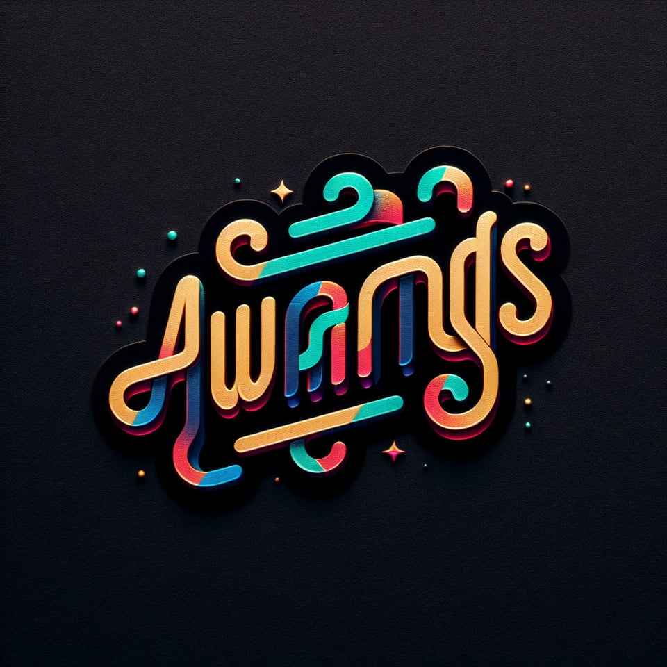 Name Awards written on the plain black backgroundcolouful text effect image