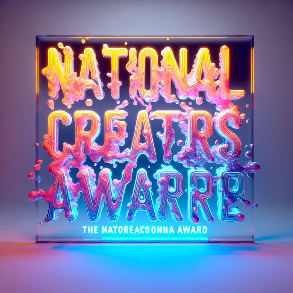 Text The National Creators Award cyberpunk stylethree-dimensionalNeon effectfluid within textlight background text effect image