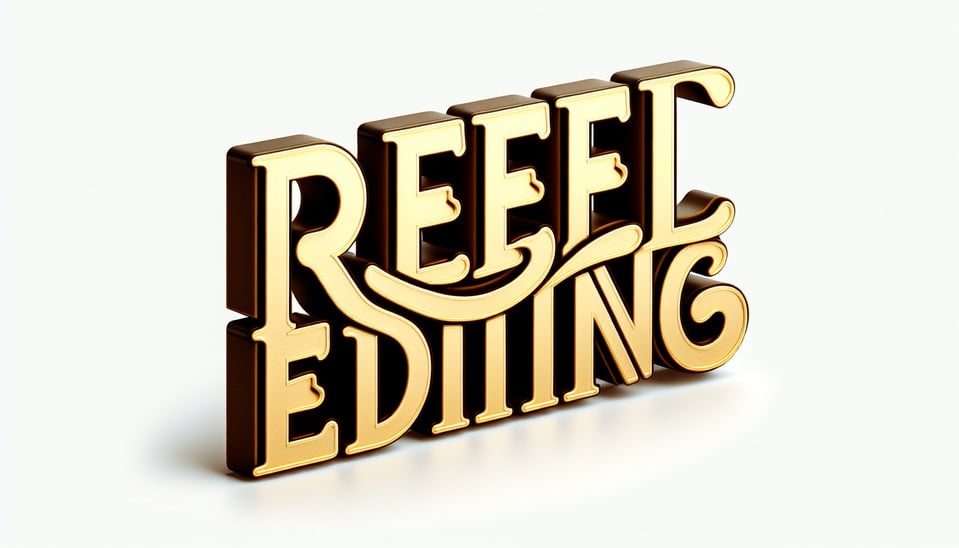 text REEL EDITING gold text effect editable on white background text effect image